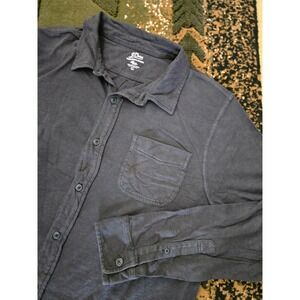 J.Crew Mens Garment-Dyed Cotton Knit Button Down Shirt Gray Large Re-Imagined